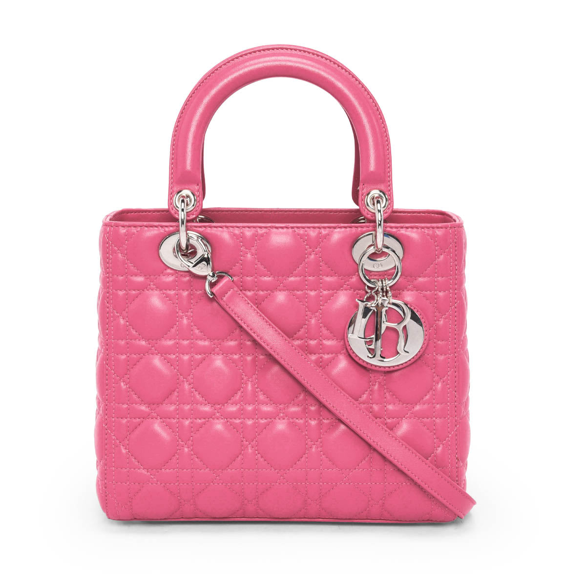 Dior Pink Lambskin Cannage Medium Lady Dior