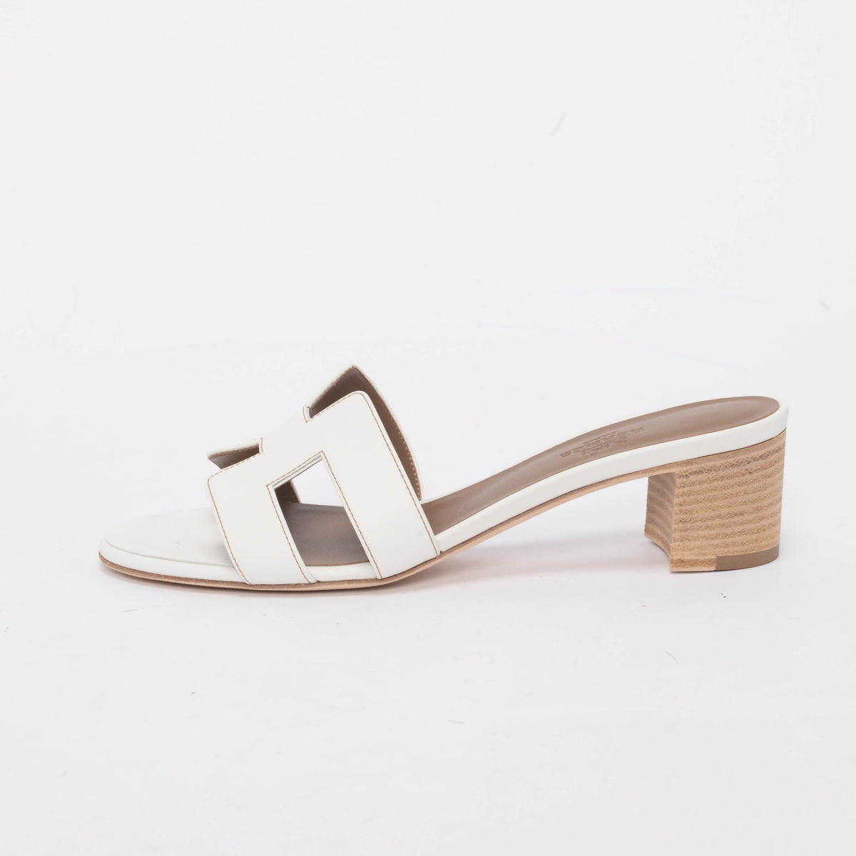 Hermes White Calfskin Oasis Sandals 37.5