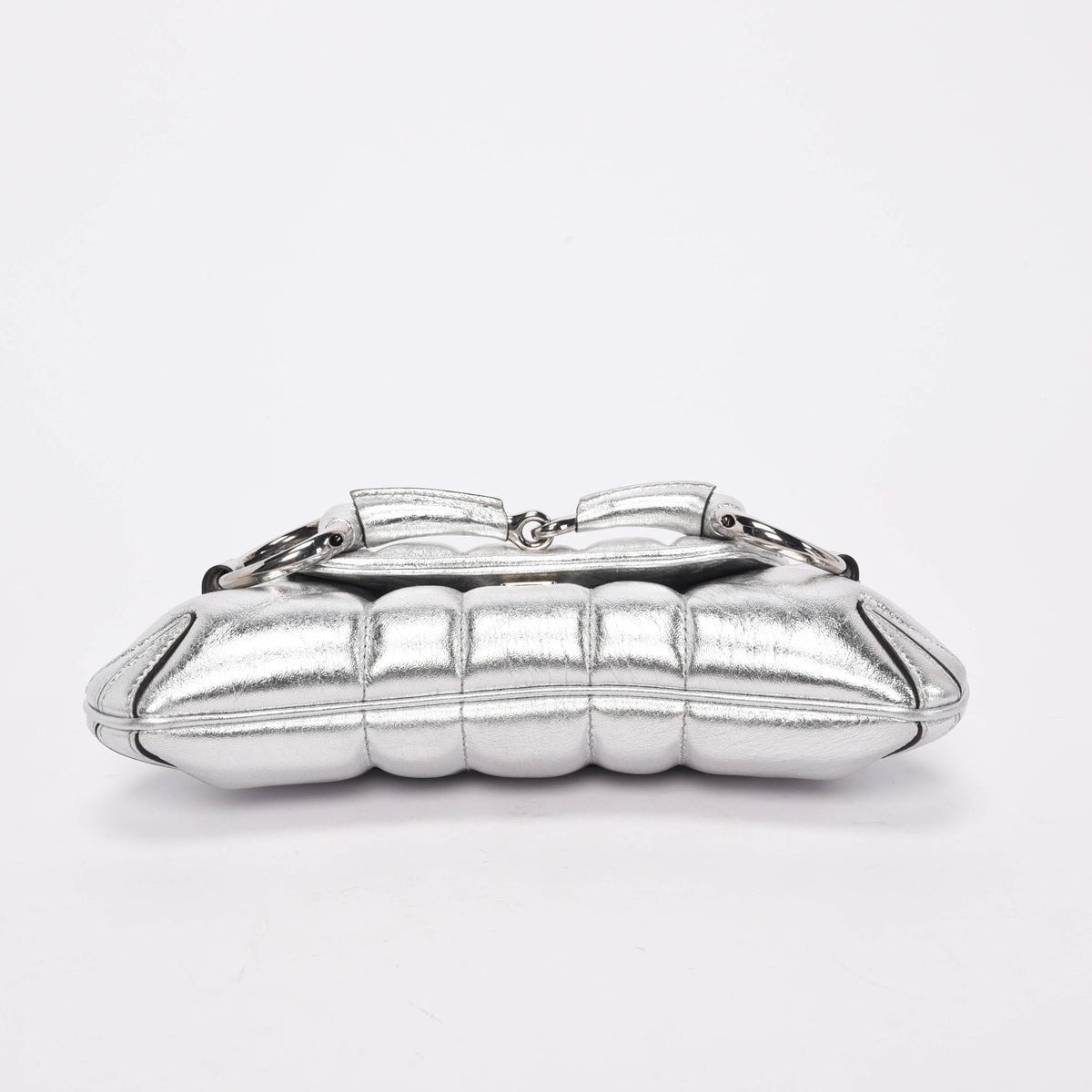 Gucci Silver Matelasse Small Horsebit Chain Bag