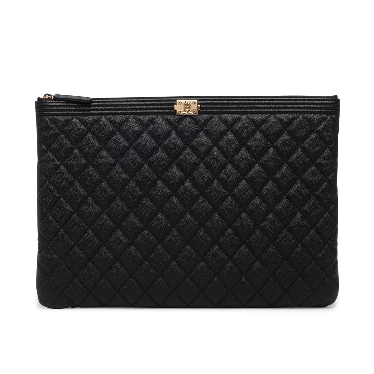 Chanel Black Caviar Large Boy O-Case Pouch