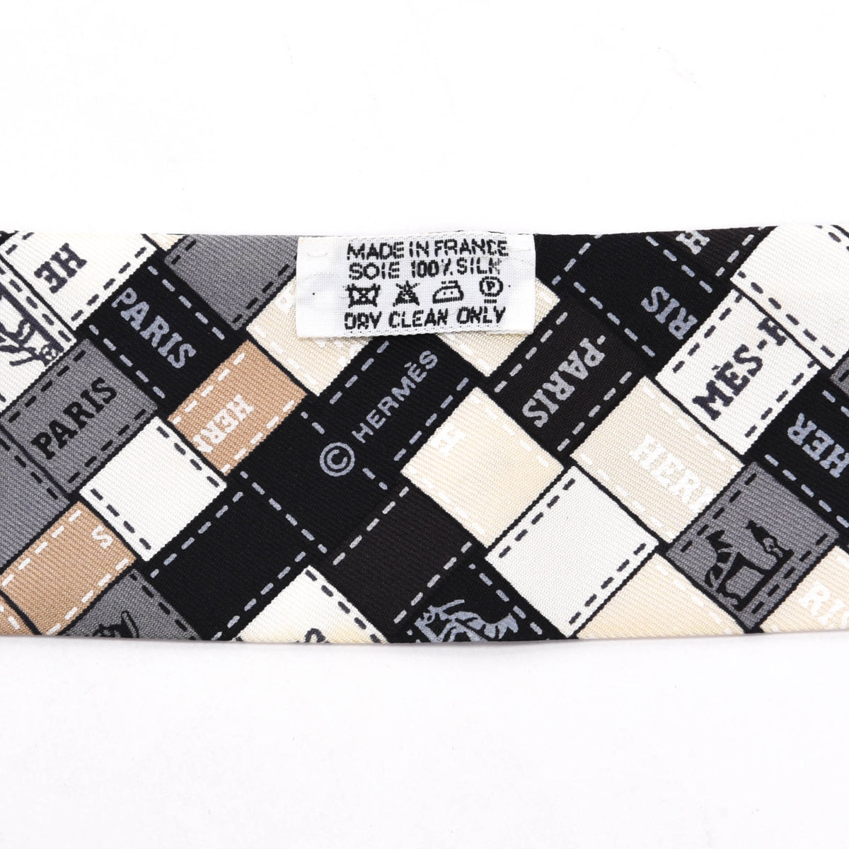 Hermes Black & Grey Silk Bolduc Au Carre Twilly