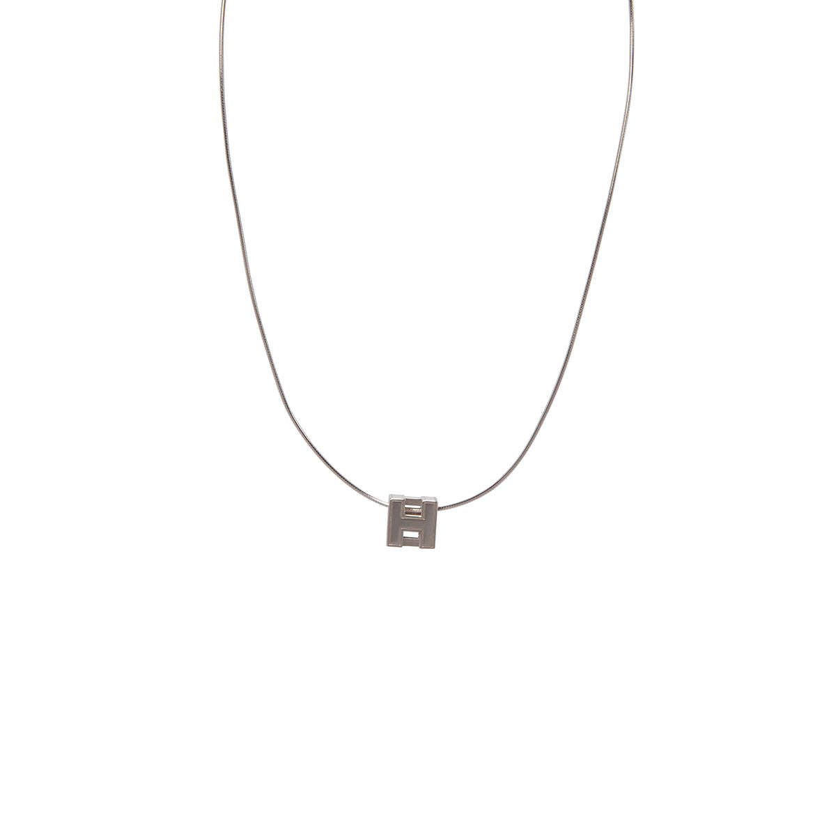 Hermes Palladium Plated Cage d'H Pendant Necklace