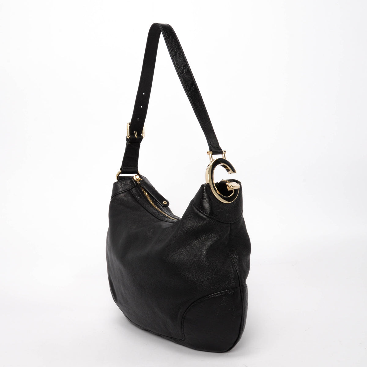 Gucci Black Leather & Guccissima Charlotte Hobo Bag
