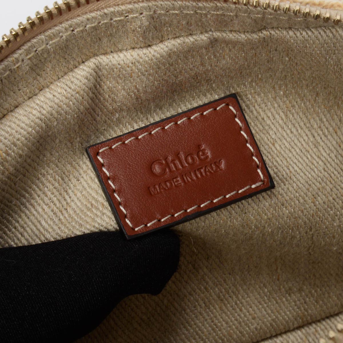 Chloe Sepia Brown Leather & Canvas Woody Belt Bag