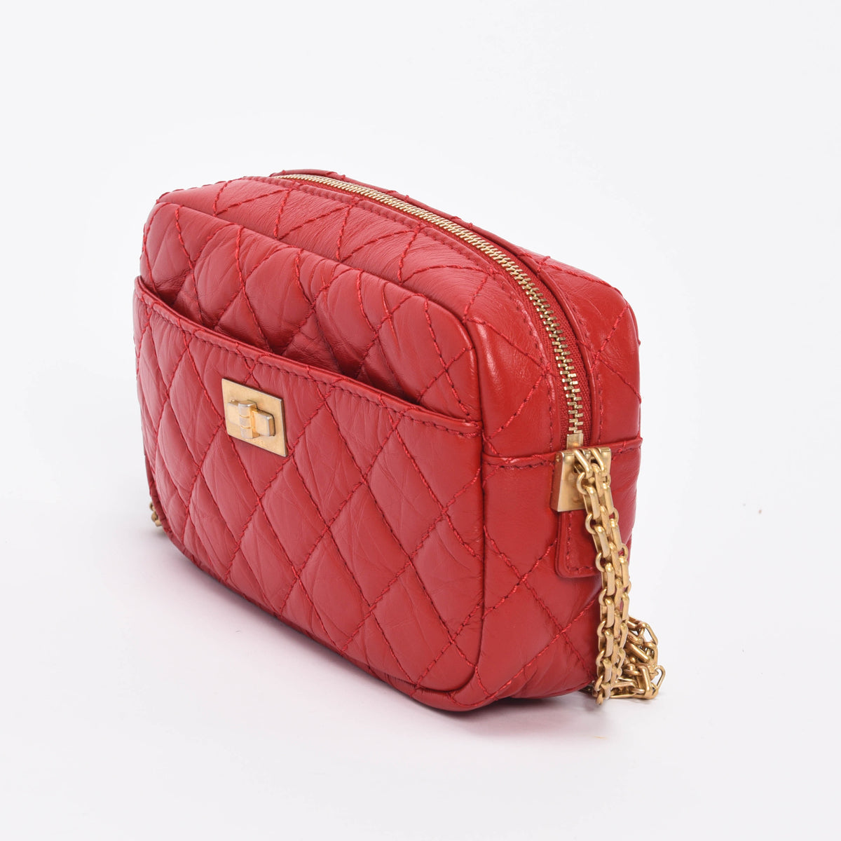 Chanel Red Aged Quilted Calfskin Mini Reissue Camera Case