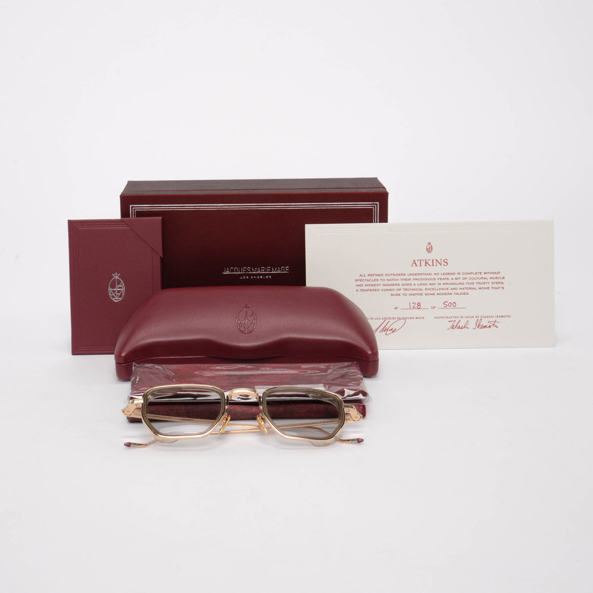 Jacques Marie Mage Gold Atkins D-Frame Sunglasses