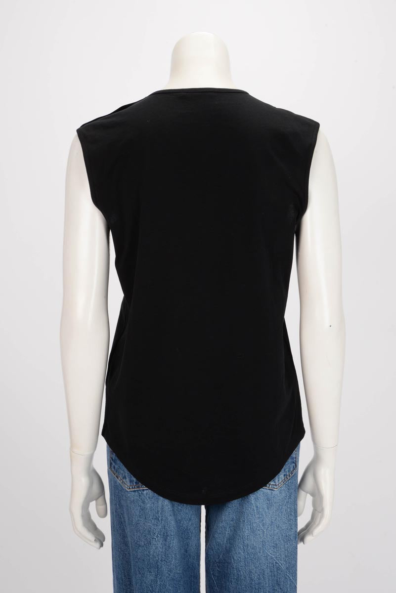 Balmain Black Cotton Logo Tank Top FR 38