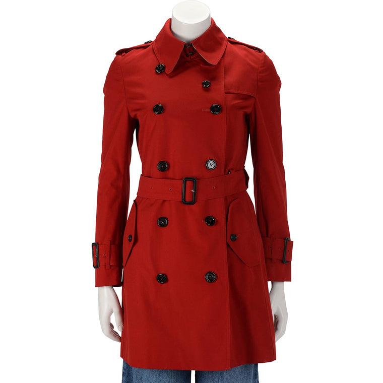 Burberry Red Cotton Blend Trench Coat UK 10