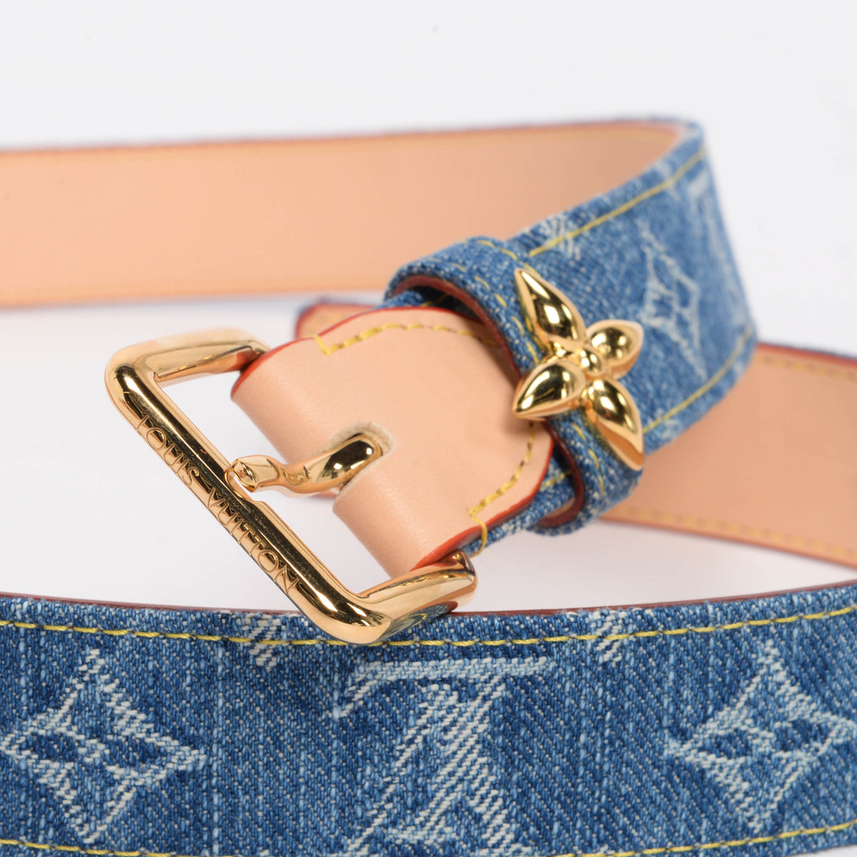 Louis Vuitton Monogram Denim Flowergram Ardillon Belt