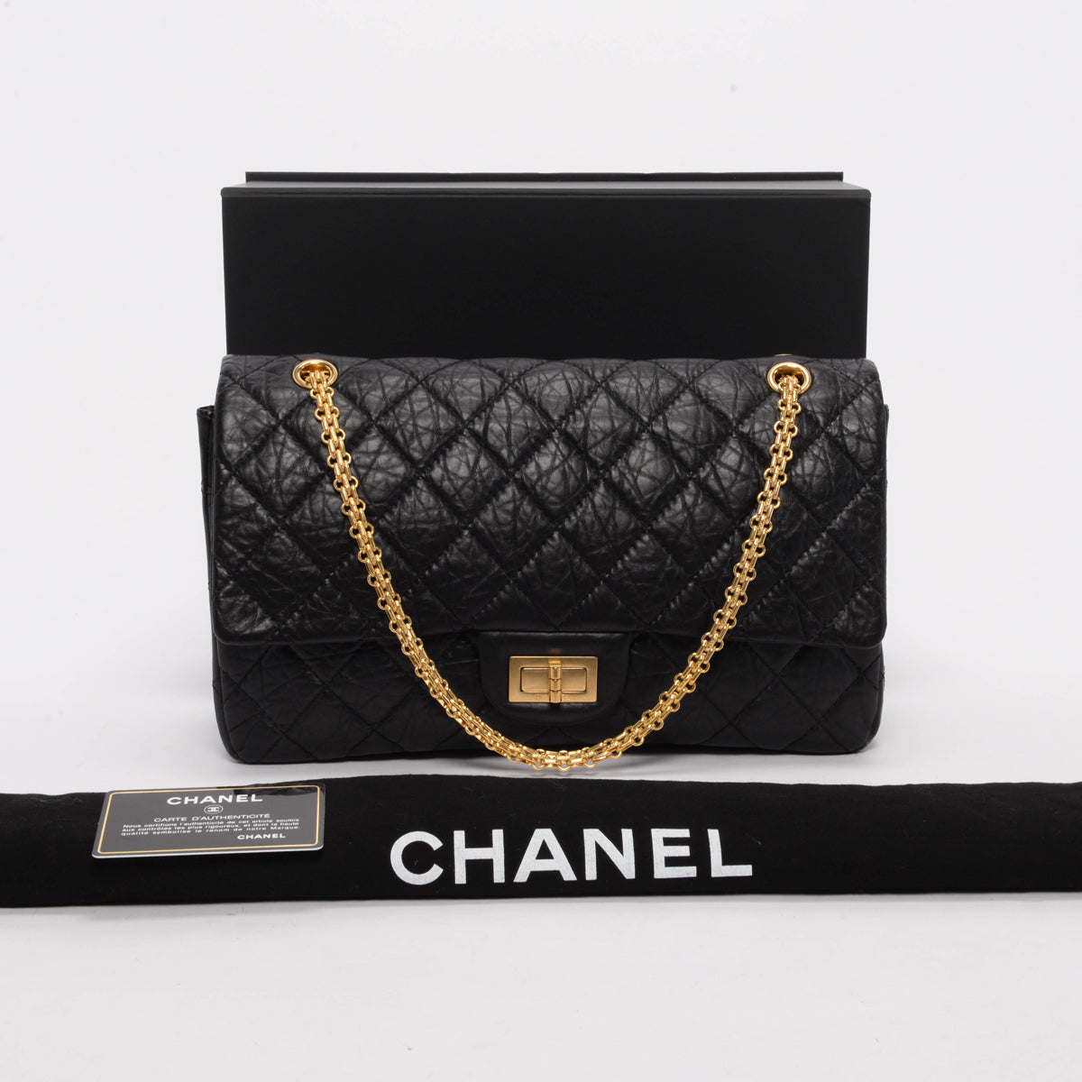 Chanel Black Distressed Calfskin Reissue 226 Flap Bag