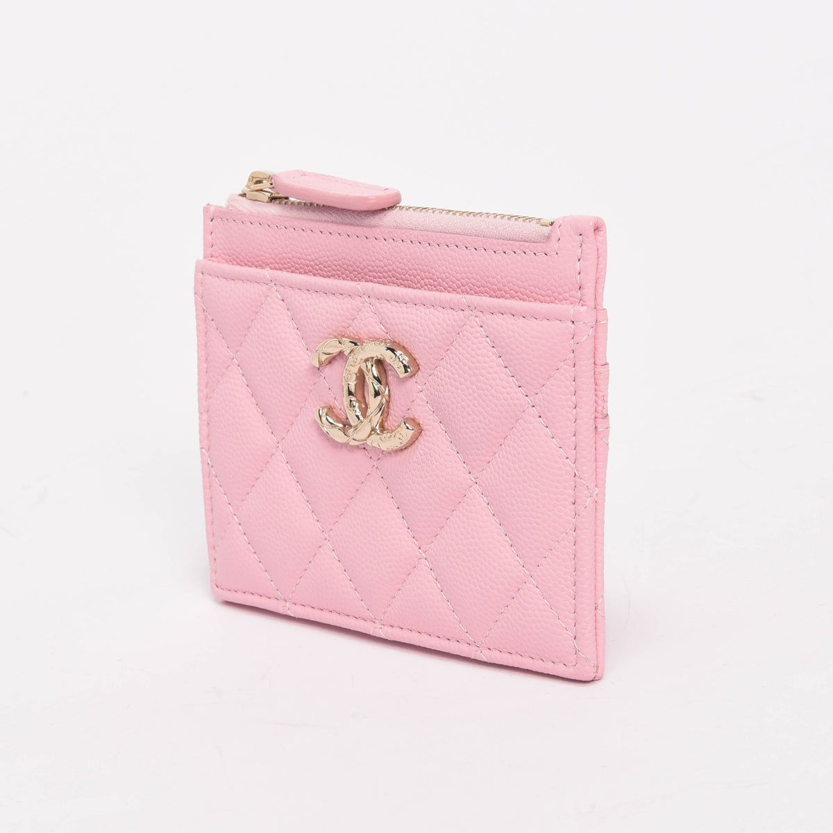 Chanel Pale Pink Caviar CC Zip Card Holder