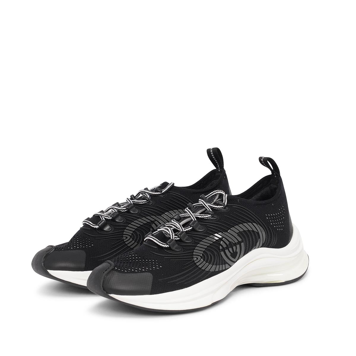 Gucci Black Knit Fabric GG Run Sneakers 38.5