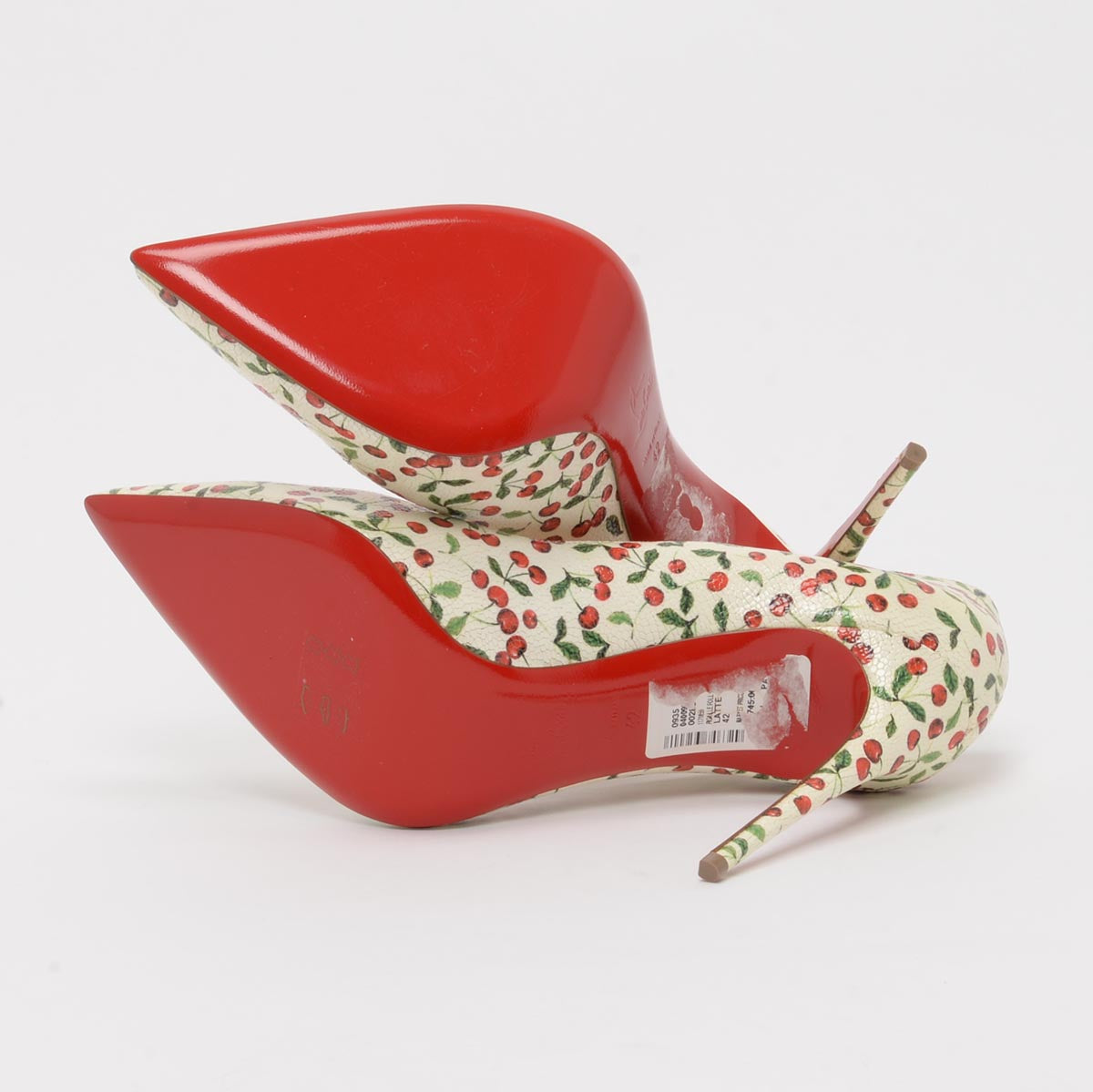Christian Louboutin White Cherry Print Pigalle Follies 100 Pumps 42