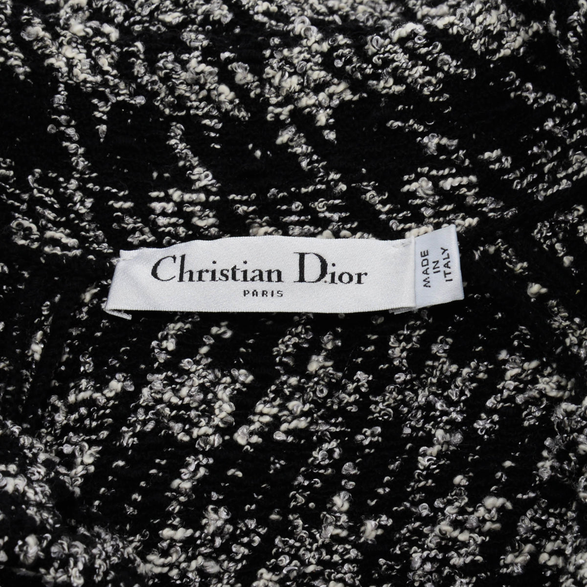 Dior Black & White Technical Knit Houndstooth Short Sleeve Jacket FR 40