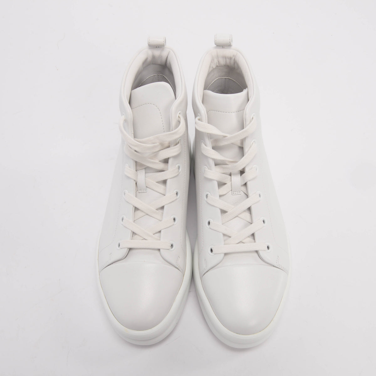 Hermes White Calfskin Happiness High-Top Sneakers 39