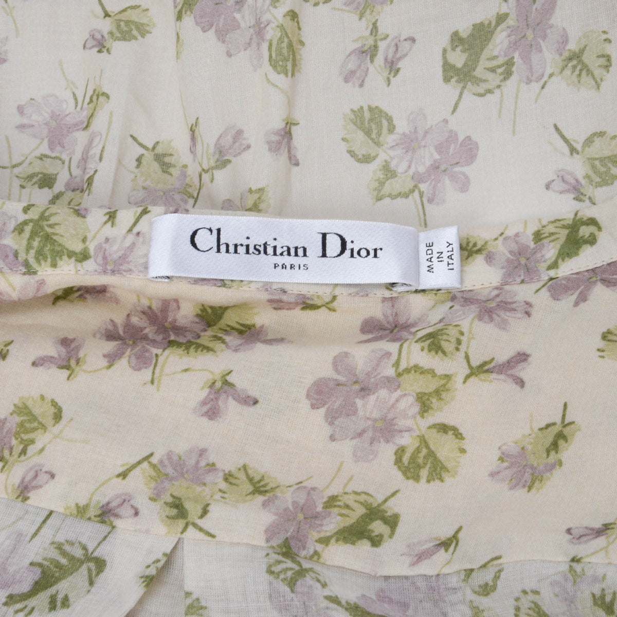 Dior Beige Cotton Picnic Garden Lace Trim Dress FR 40