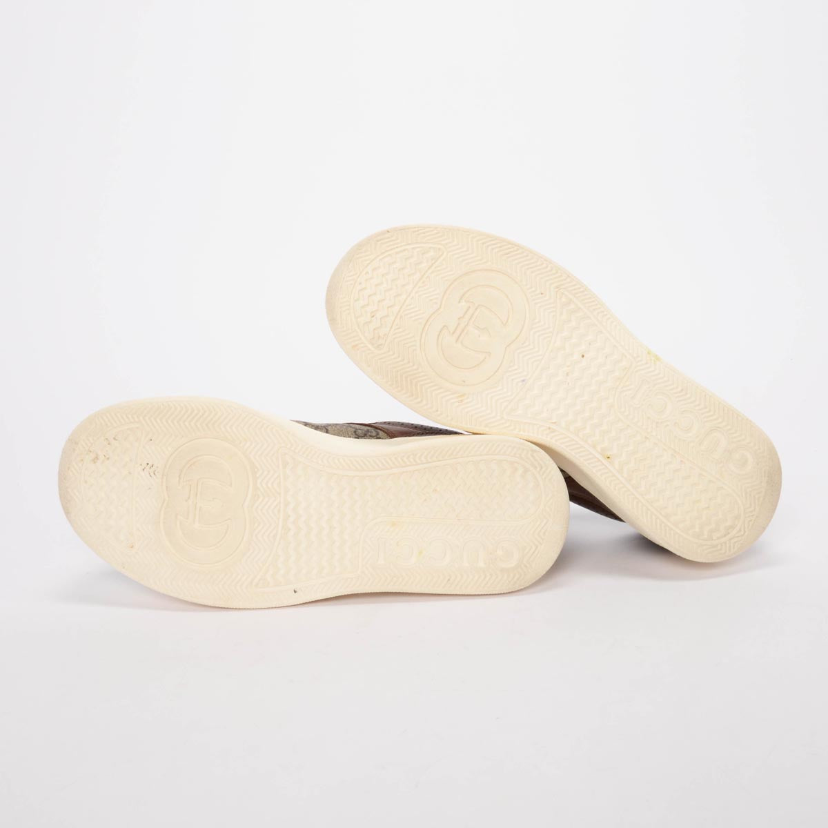 Gucci Brown Leather & GG Supreme Platform Sneakers 39.5