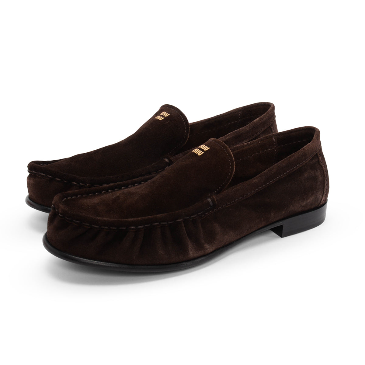 Miu Miu Dark Brown Suede Loafers 37.5