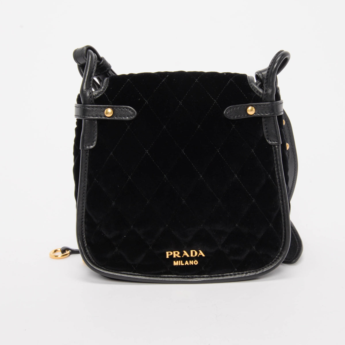 Prada Black Quilted Velvet Velluto Impuntu Corsaire Bag