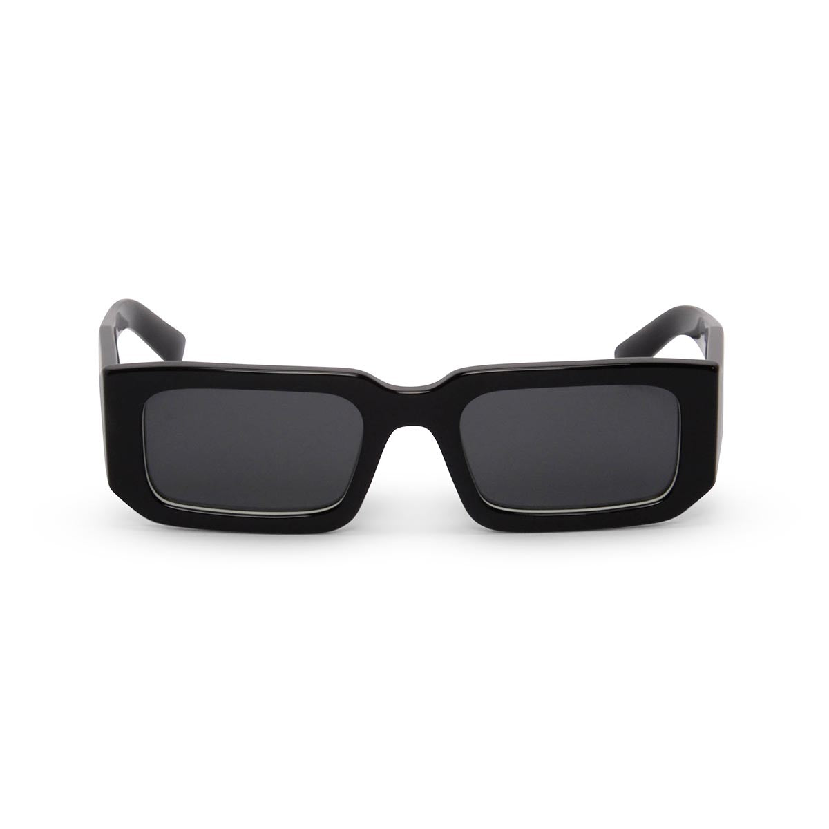 Prada Black Acetate Rectangle Symbole Sunglasses