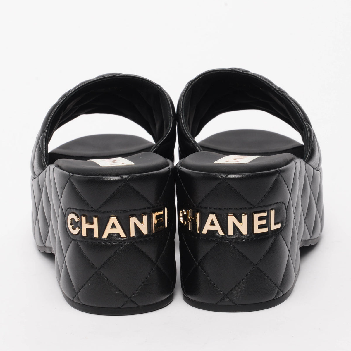 Chanel Black Quilted Lambskin Platform Sandals 41