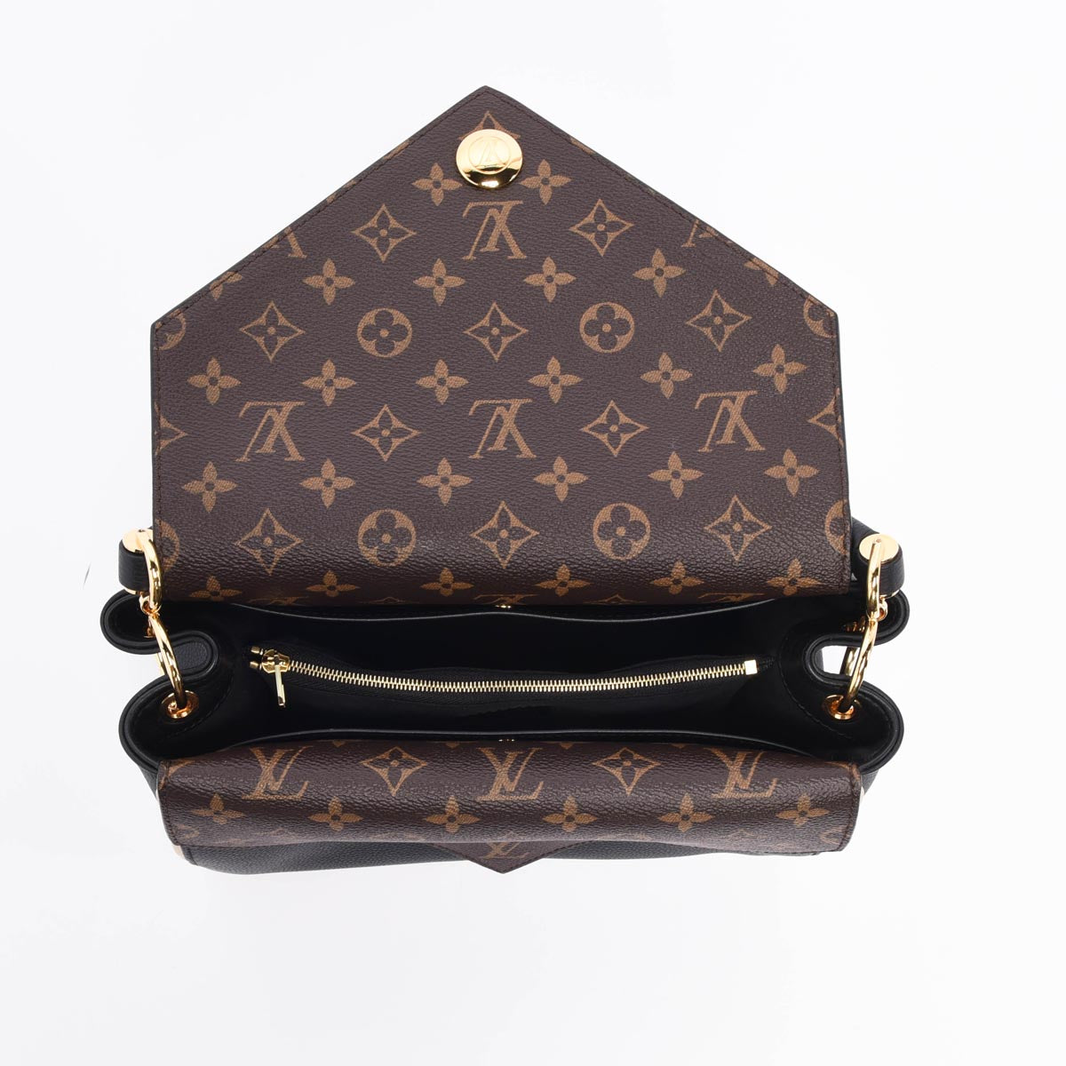 Louis Vuitton Black Grained Calfskin & Monogram Double V Bag