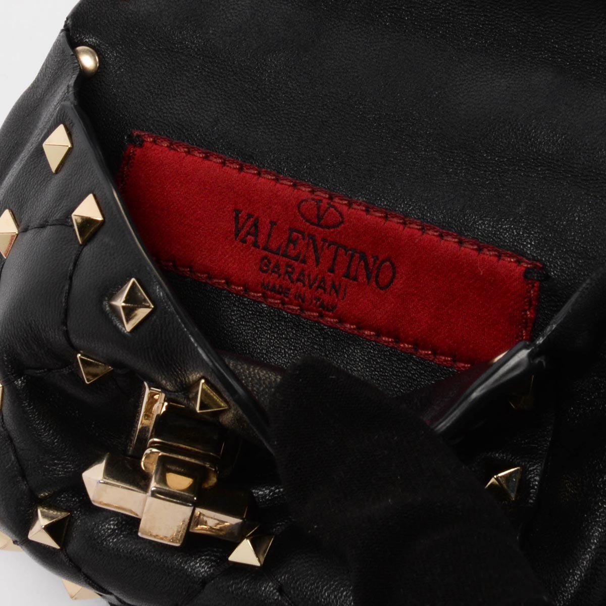 Valentino Black Nappa Leather Micro Rockstud Spike Bag