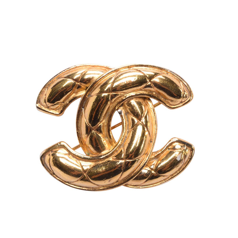 Chanel Gold Quilted CC Brooch