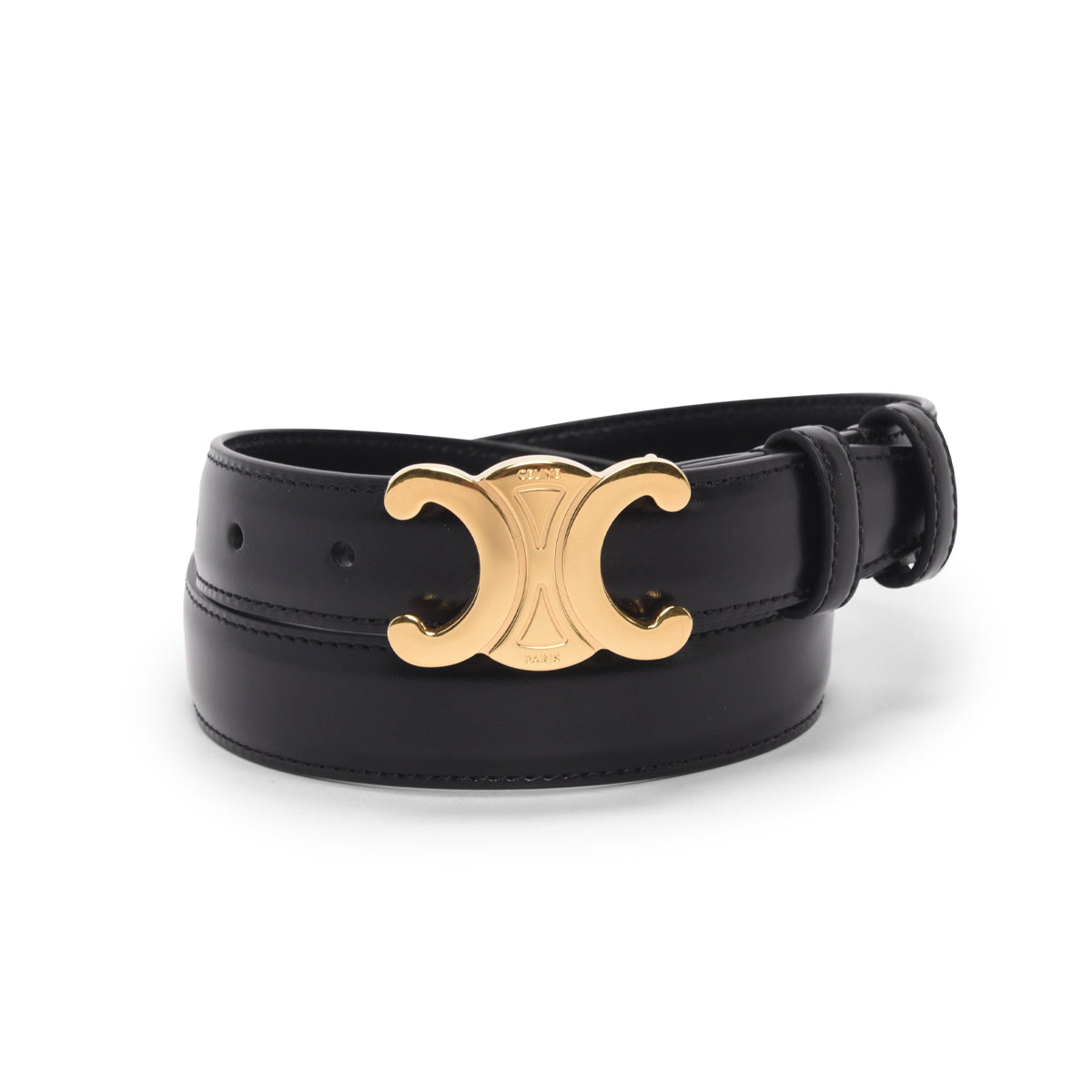 Celine Black Calfskin Medium Triomphe Belt