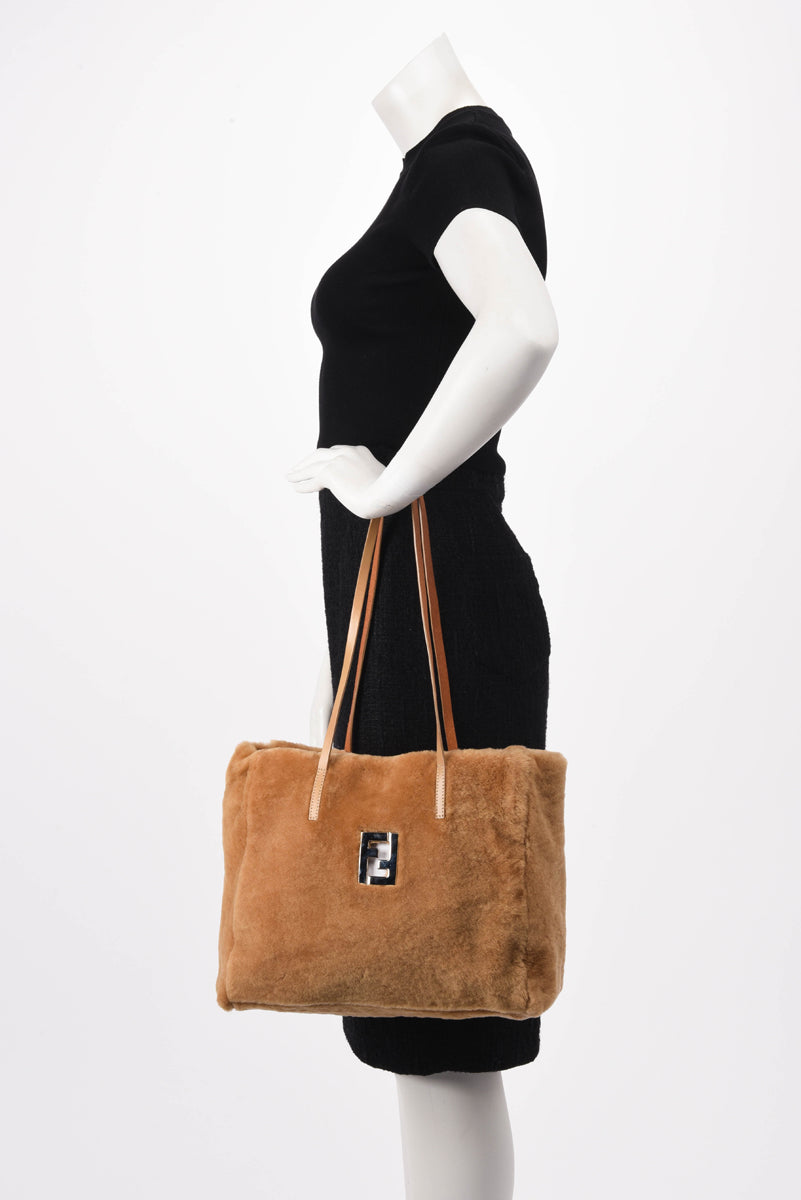 Fendi Caramel Faux Fur FF Tote