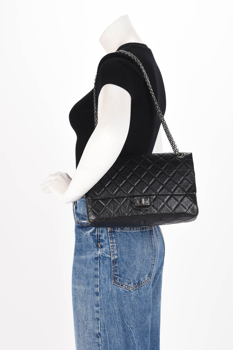 Chanel Black Aged Calfskin 2.55 Reissue 226 Flap Bag