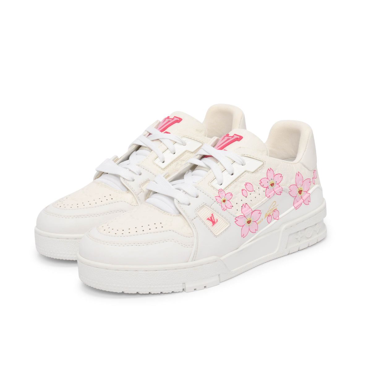 Louis Vuitton x TM Embossed Monogram Cherry Blossom Trainer Sneakers 38