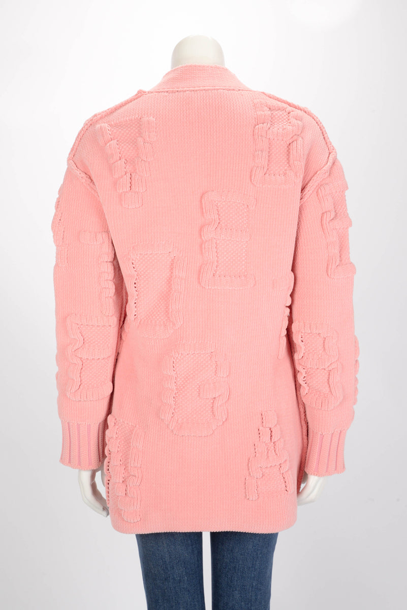 Bottega Veneta Pink Chenille Knit Alphabet Cardigan S