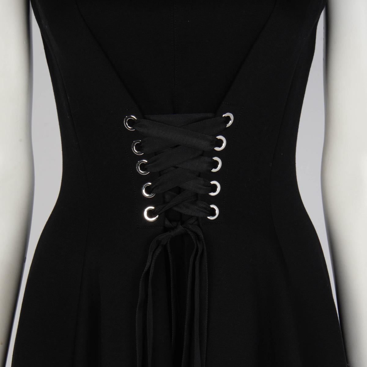 Alexander McQueen Black Cotton Jersey Corset Midi Dress IT 40
