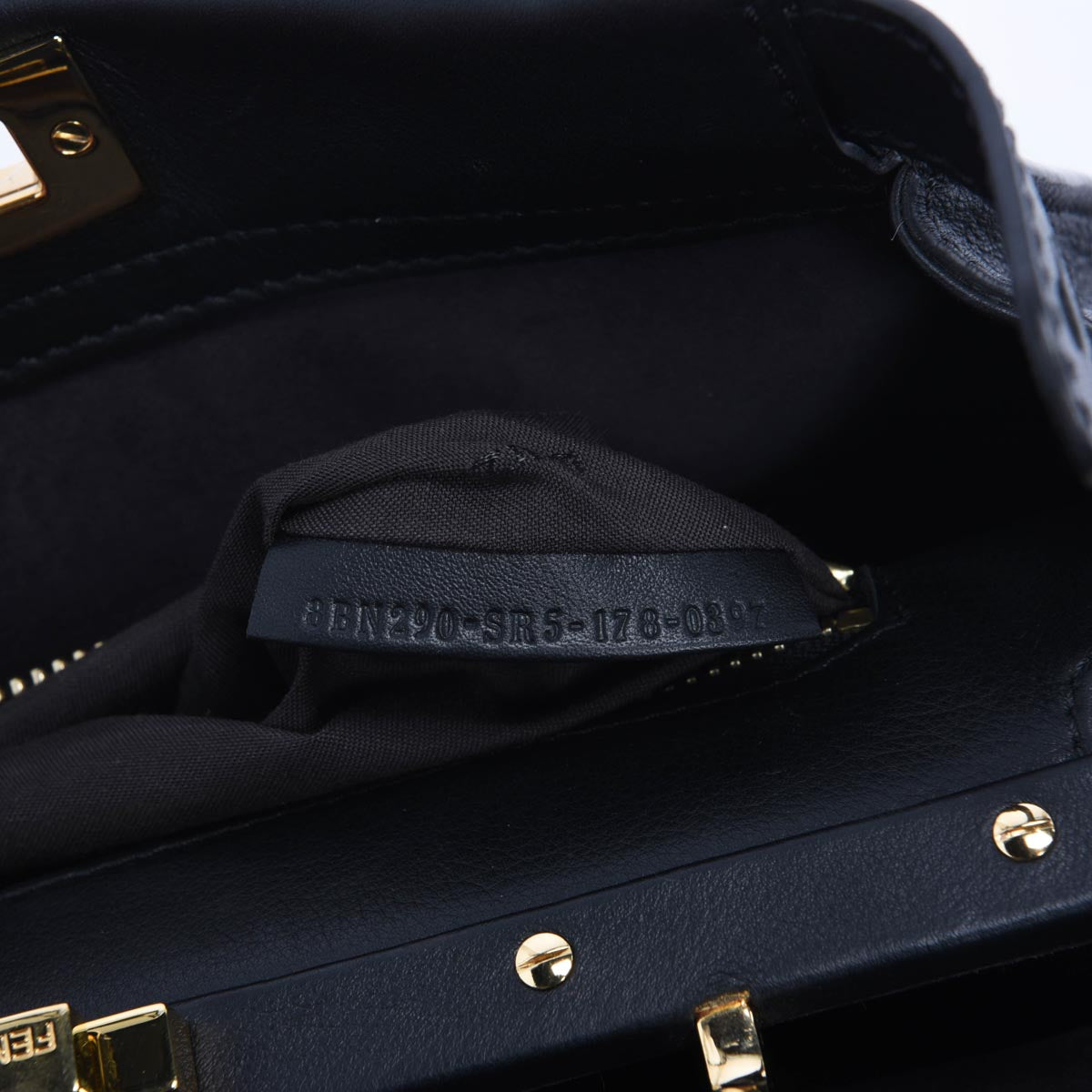 Fendi Black Calfskin Studded Medium Peekaboo Bag
