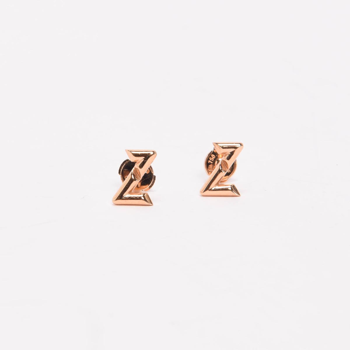 Louis Vuitton 18k Pink Gold LV Volt Upsidedown Stud Earrings