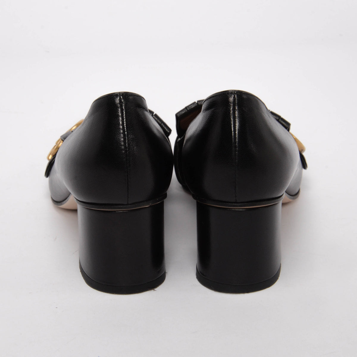 Gucci Black Calfskin Marmont Fringed Loafer Pumps 38