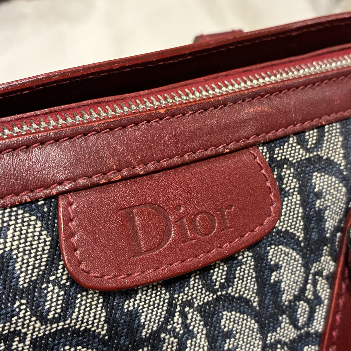 Dior Vintage Navy Diorissimo Canvas Trotter Tote