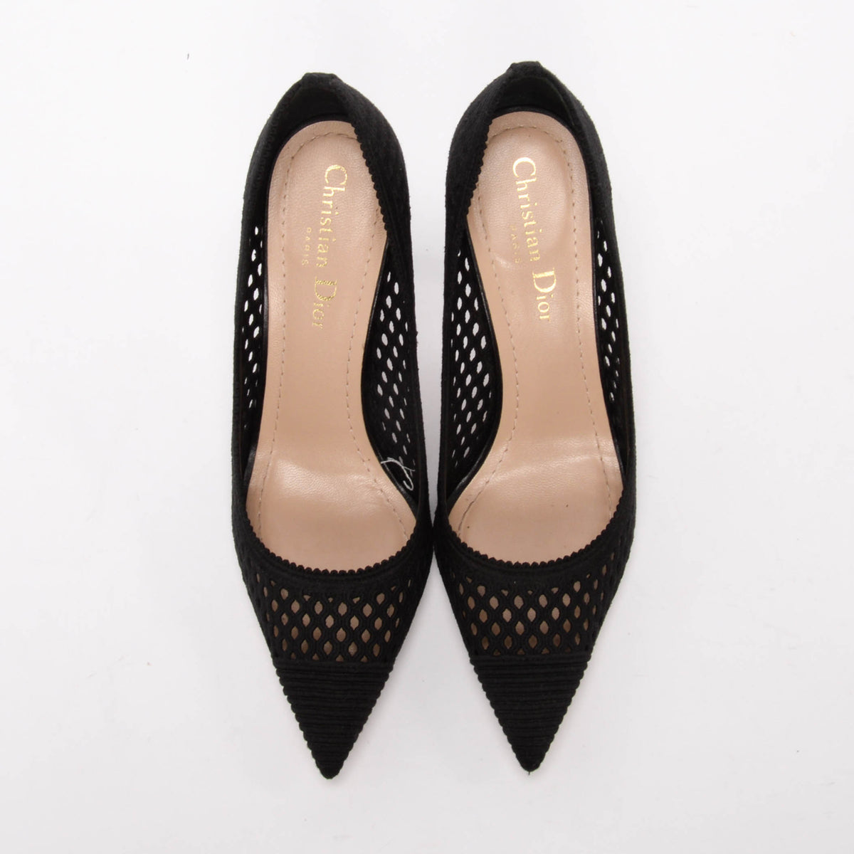 Dior Black Cotton Cannage Capture Pumps 36