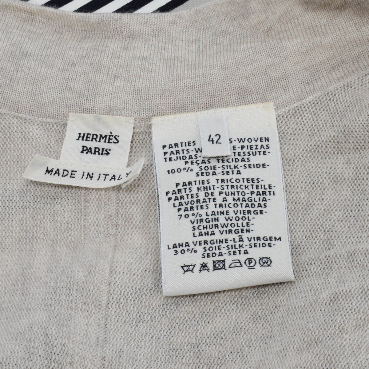 Hermes Ecru Knit Mors a Jouets Belted Cardigan FR 42