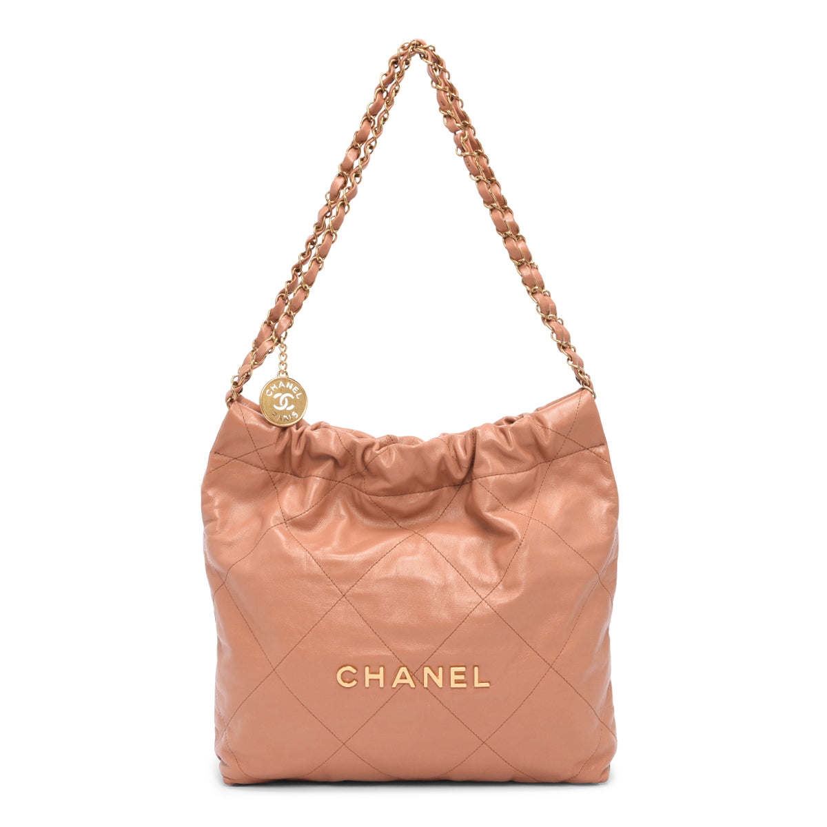 Chanel Camel Shiny Calfskin Small 22 Bag