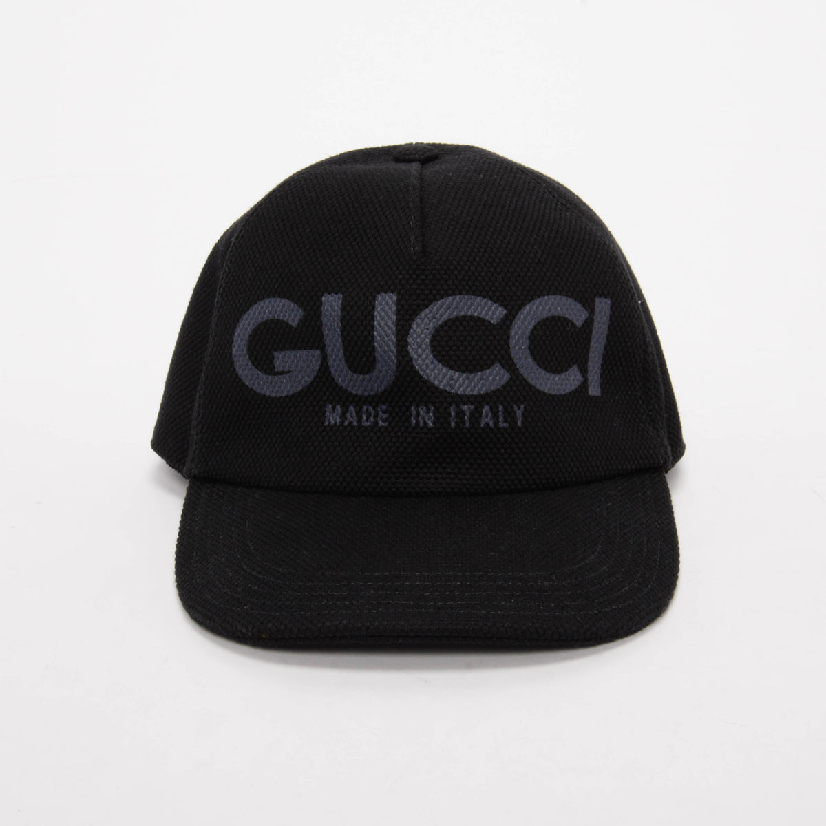 Gucci Black Cotton Canvas Logo Print Baseball Cap