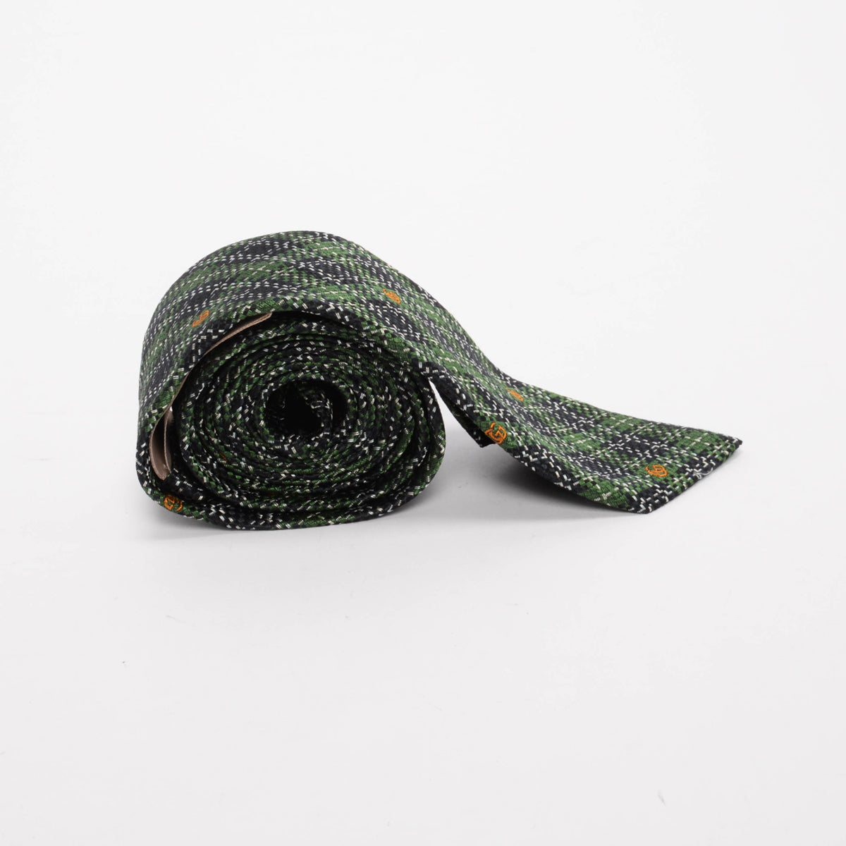 Gucci Green & Black Silk GG Check Tie