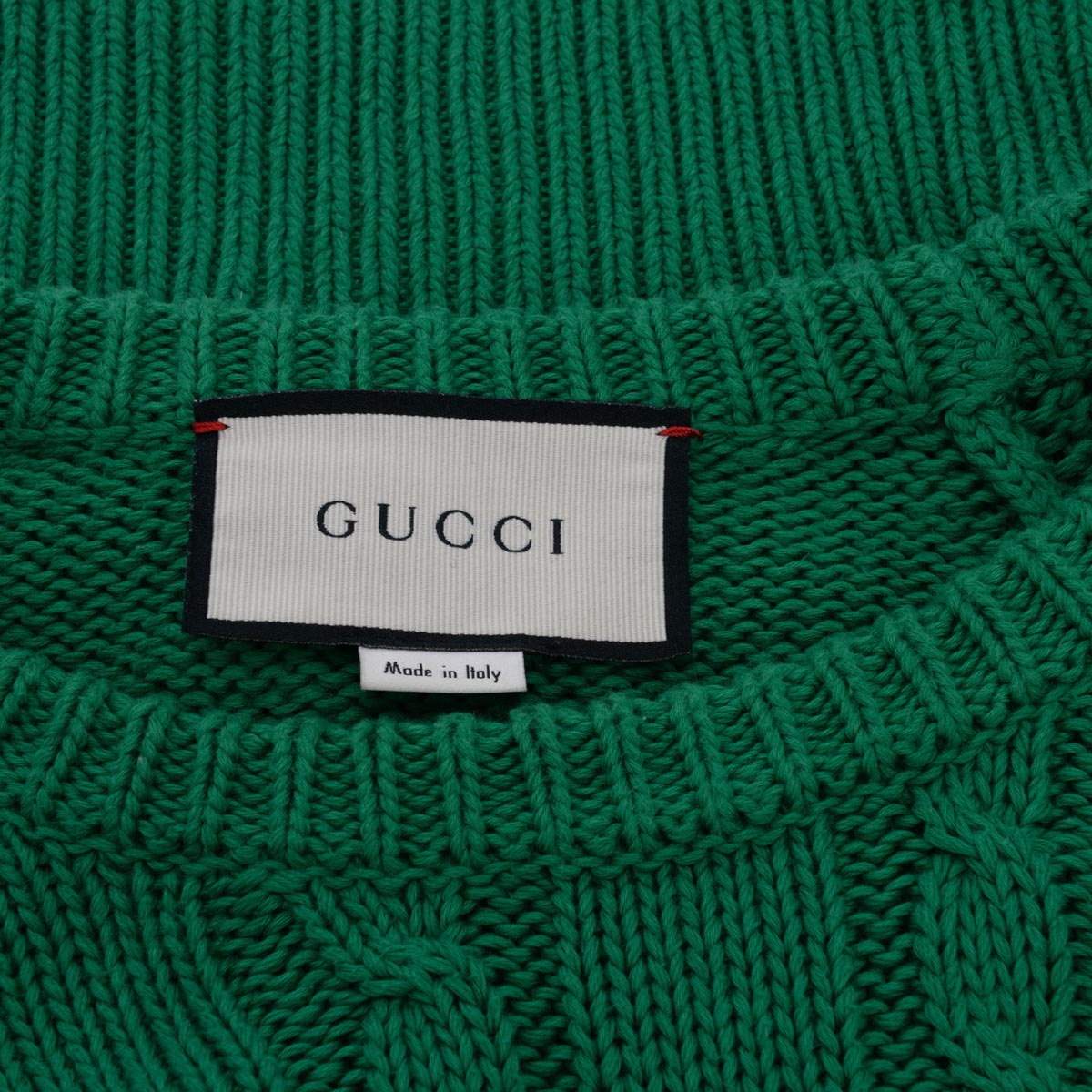 Gucci Green Cable Knit GG Sweater L