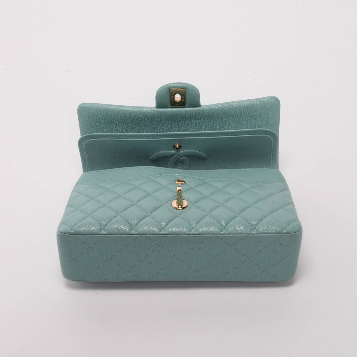 Chanel Tiffany Blue Quilted Caviar Medium Classic Flap Bag