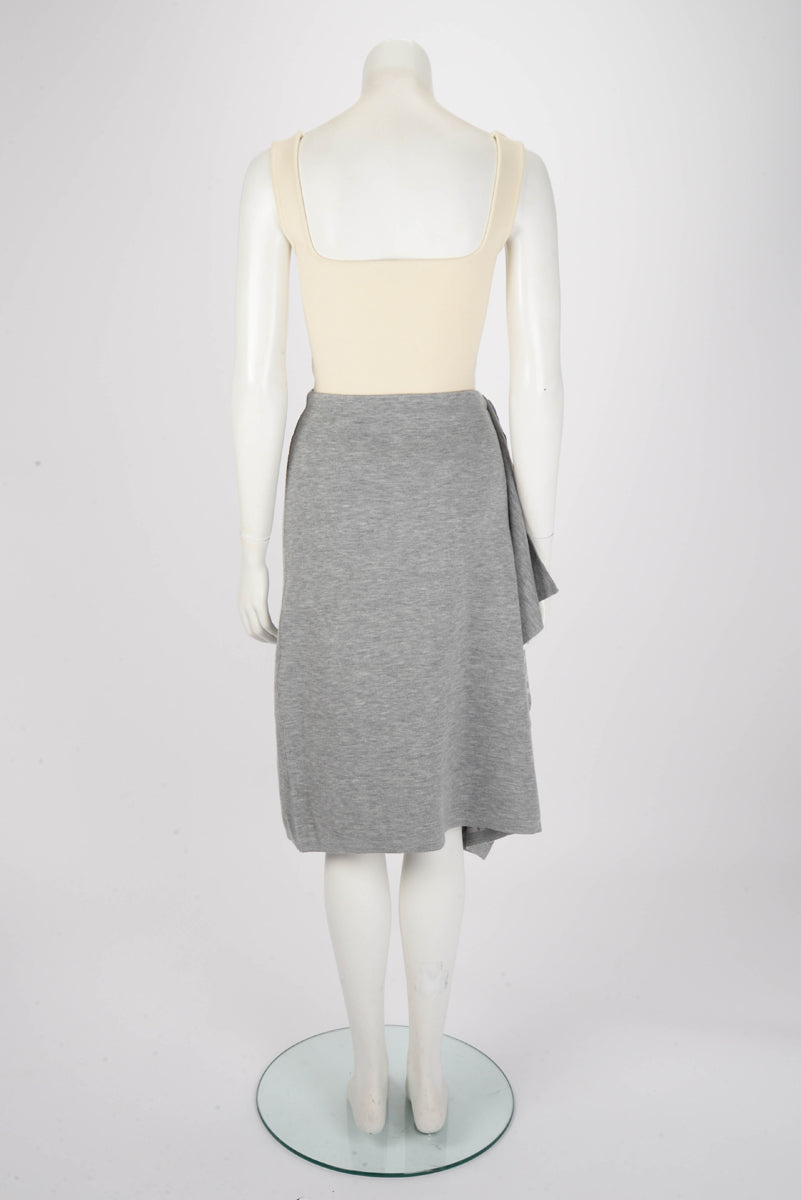 Fendi Grey Wool Asymmetric Midi Skirt IT 38