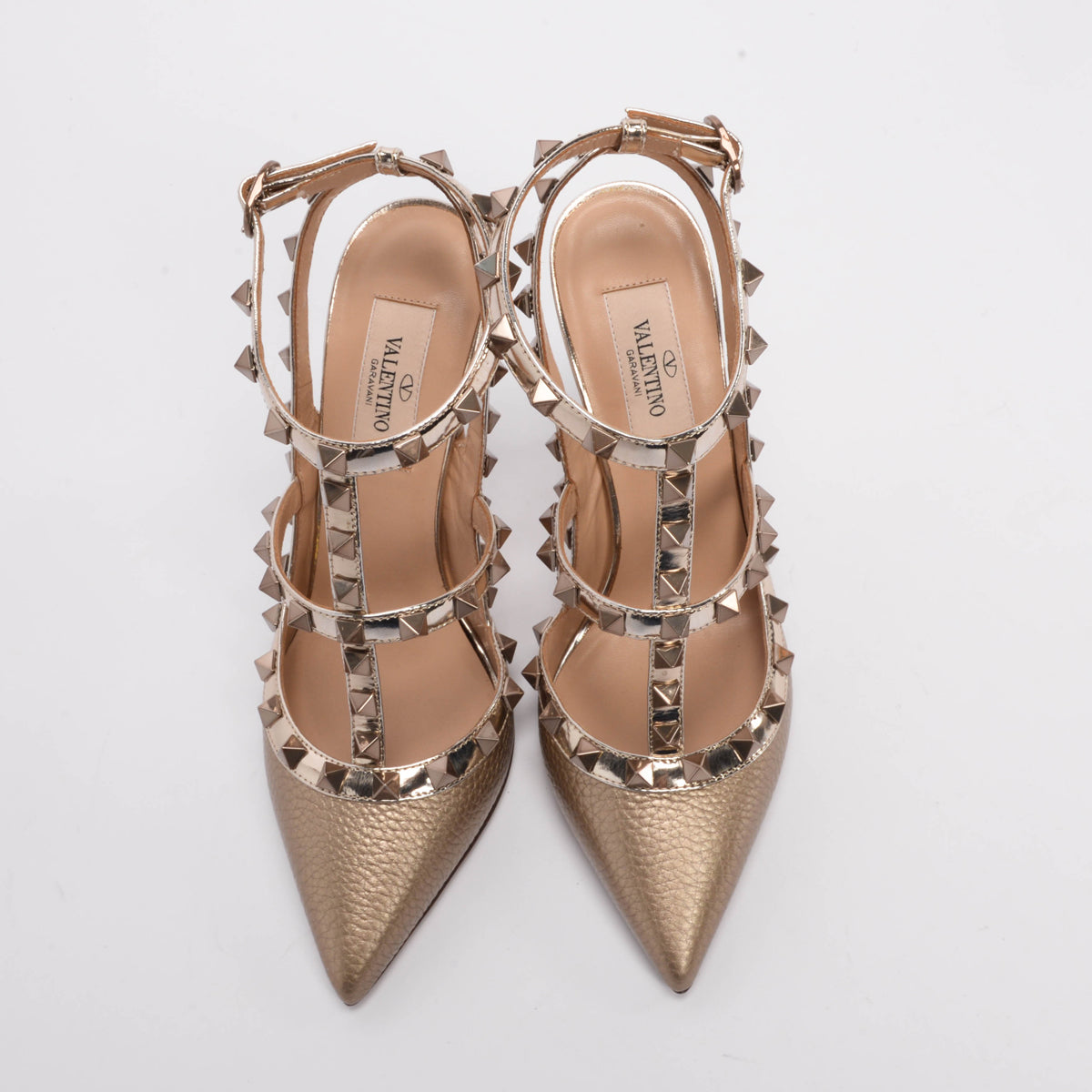 Valentino Bronze Metallic Rockstud Cage Pumps 35.5