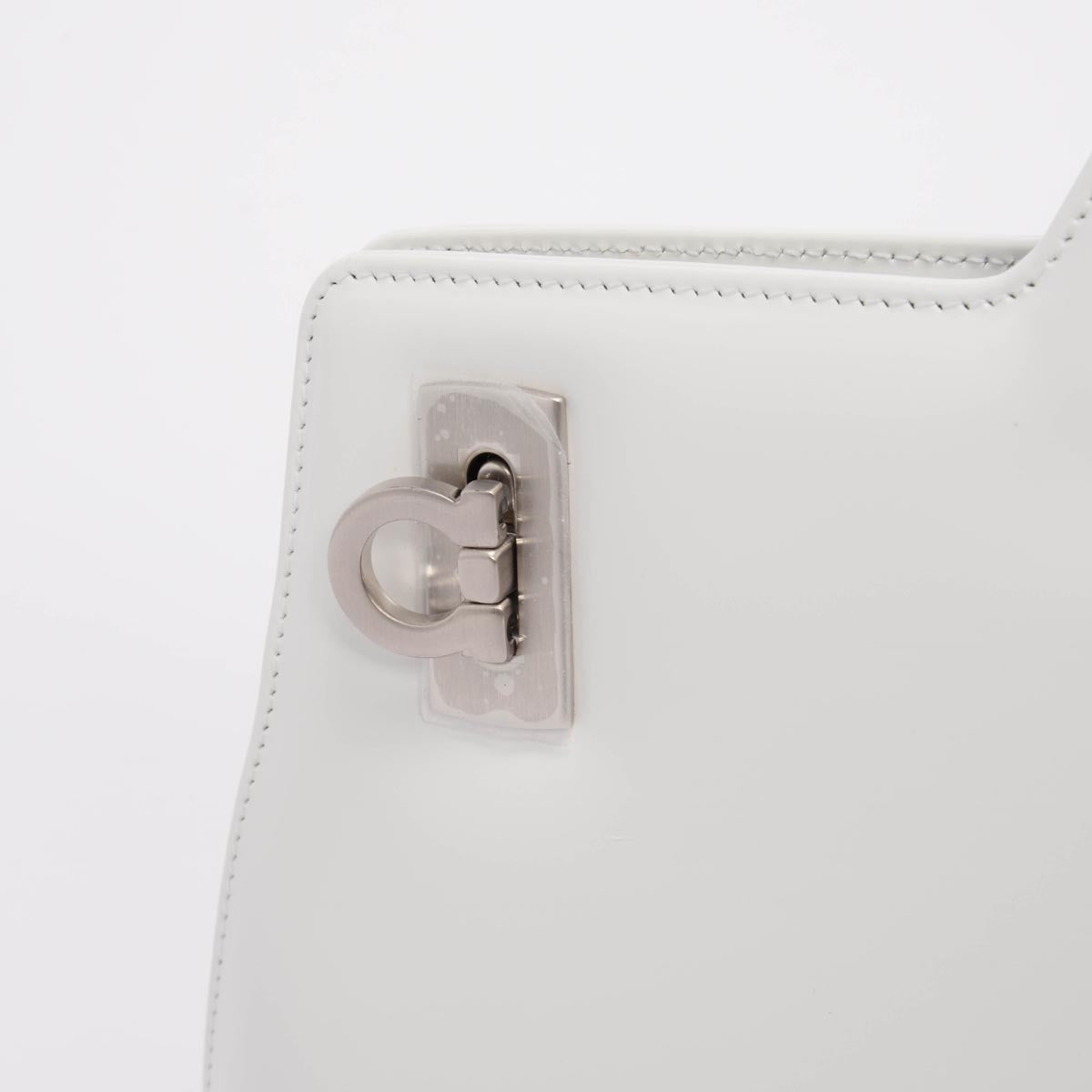 Ferragamo Optic White Hi-Shine Wanda East West Bag