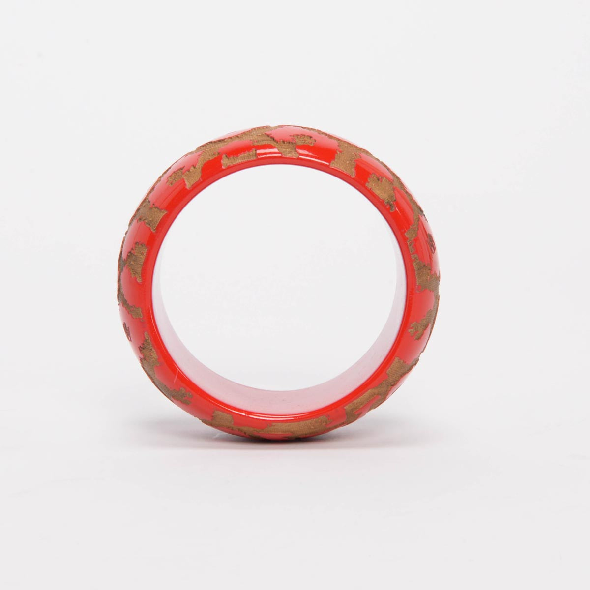 Louis Vuitton Red Lacquered Wood Leomonogram Bangle