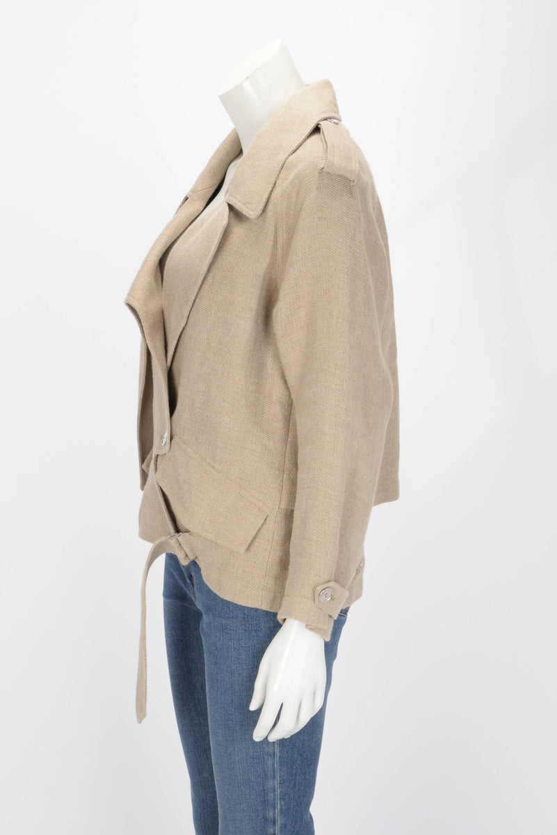 Alexander Wang Beige Linen Burlap Short Coat US 0